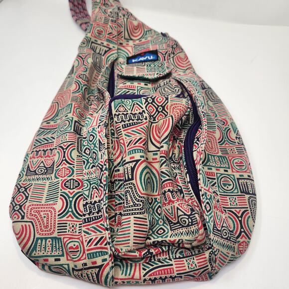 Kavu Rope Sling Backpack Crossbody Multicolor Geometric Print Adjustable Strap - Picture 2 of 8